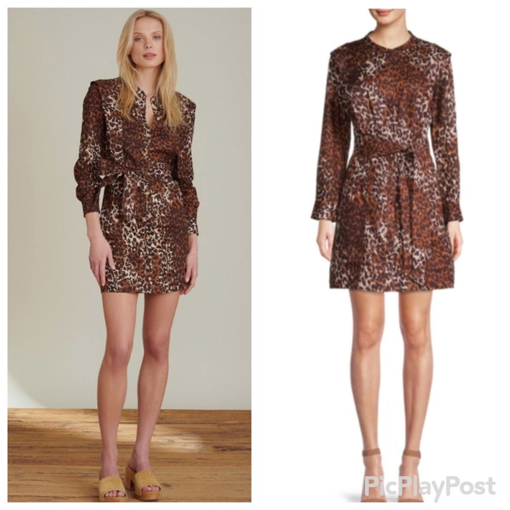 NWT Veronica Beard Linen Hanneli Leopard Mini Dress